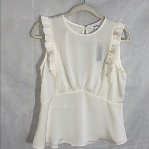 Express NWT white sleeveless top w/ ruffle